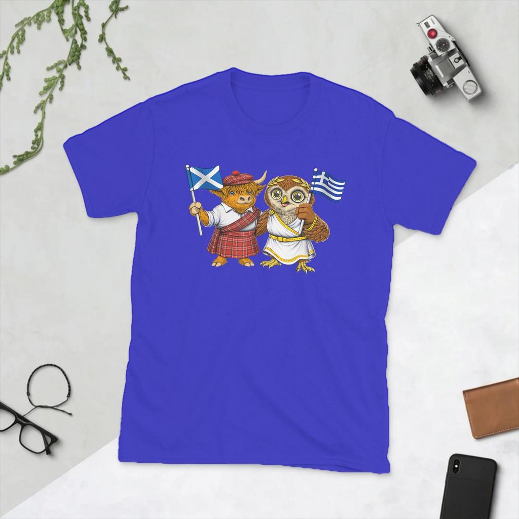 Awesome Scottish Greek Roots Scotland Greece Flag Tshirts For Unisex Round Collar Cotton T Shirt Short Sleeve Tee Shirt New Tops