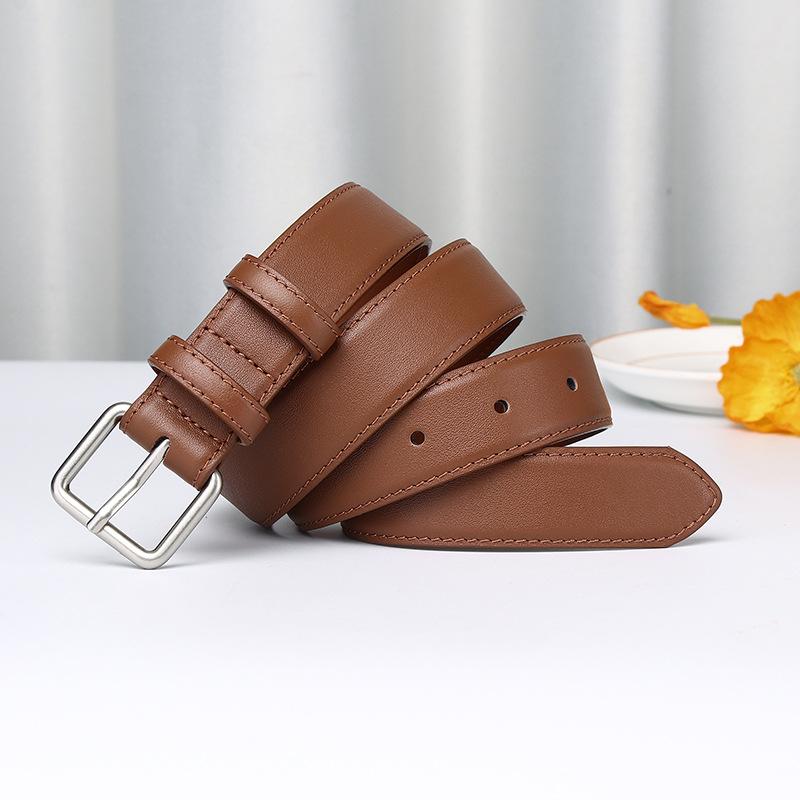 Simple And Versatile Fashion Light Luxury Belt Women'S Leather Pin Buckle First Layer Cowhide High-End Casual Pants Belt Women'S