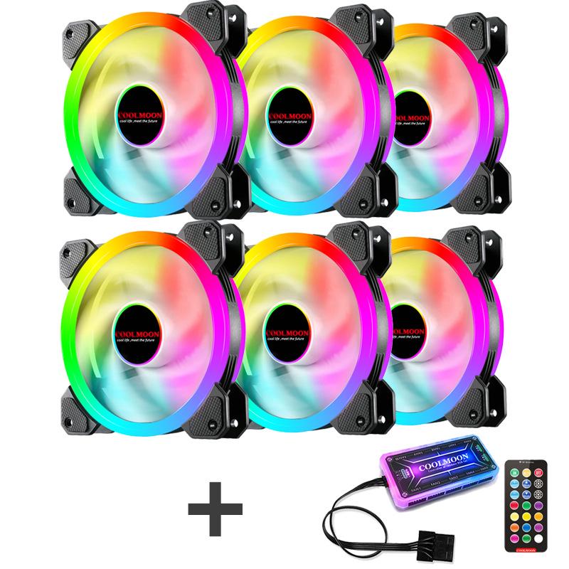 COOLMOON Radiance RGB 12cm Dual Aperture LED Cooling Fan for Desktop Computers