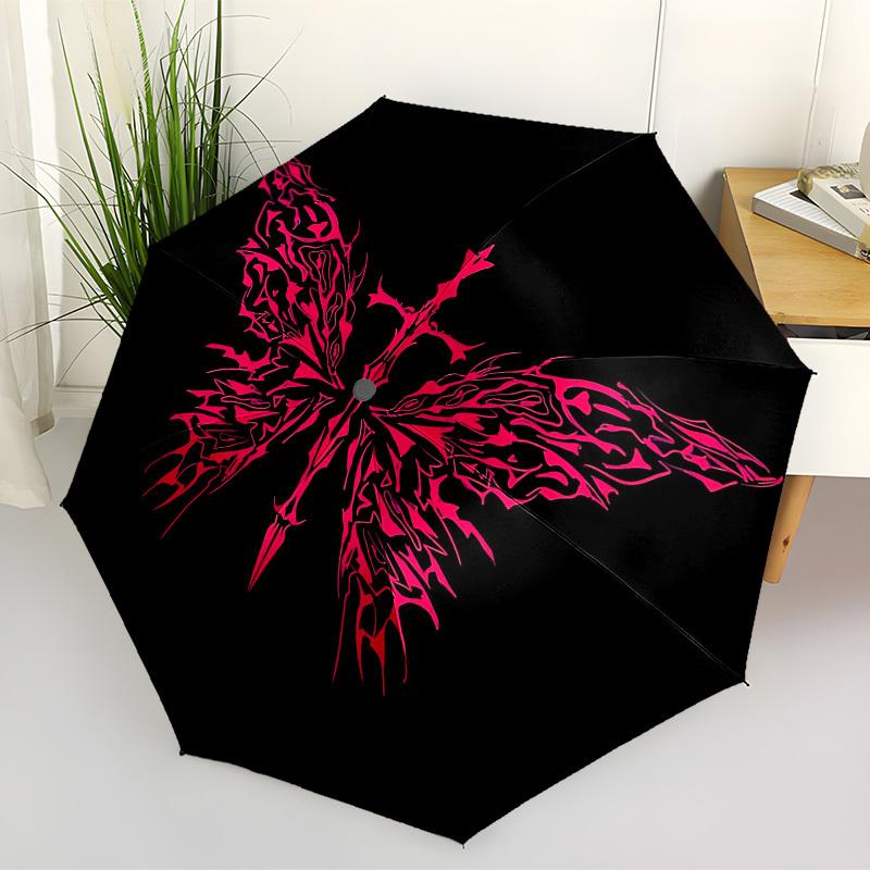 

1PC Butterfly Sword Automatic Folding Umbrella - Compact 8-Rib Design, Durable Plastic & Iron, Lightweight for Outdoor Daily Use, Festive Gift071