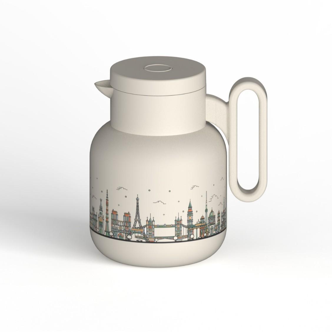 Large Capacity Portable Vacuum Flask Kettle with Handle - Coffee Hot Water Pot 1L белый