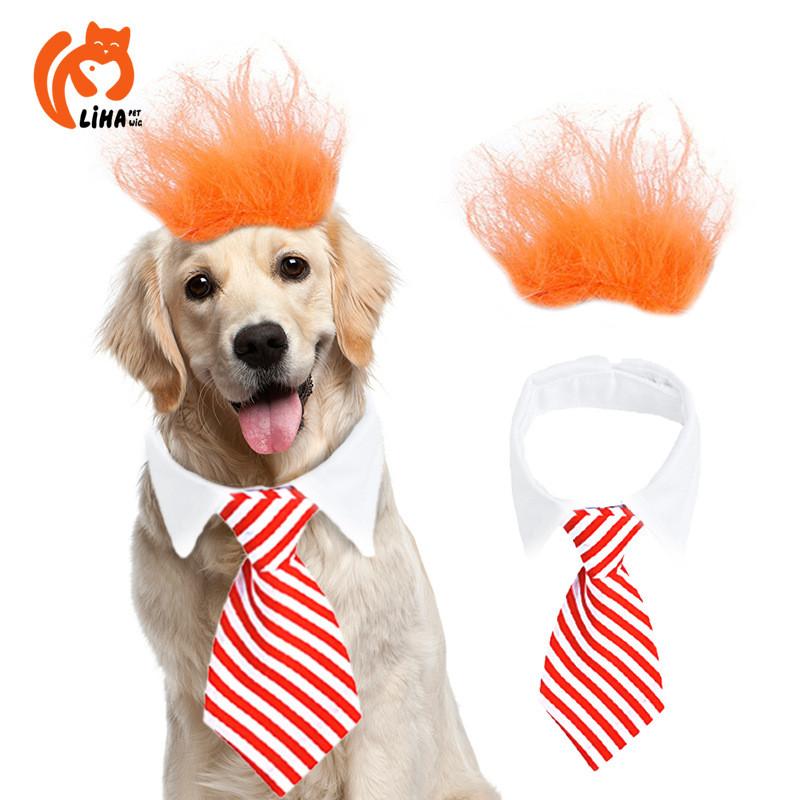 Unique Fluffy Hair Wig With Blue Tie For Cats And Dogs Ideal For Weddings And Birthdays
