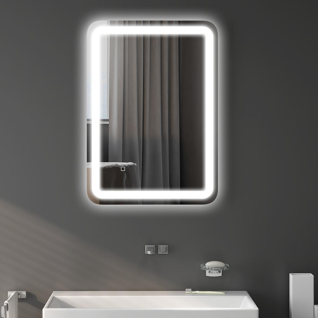 Bathroom Mirror, Illuminated, Touch Control, Anti-Fog, Dimmable, 3 Light Colors, 50x70, Silver