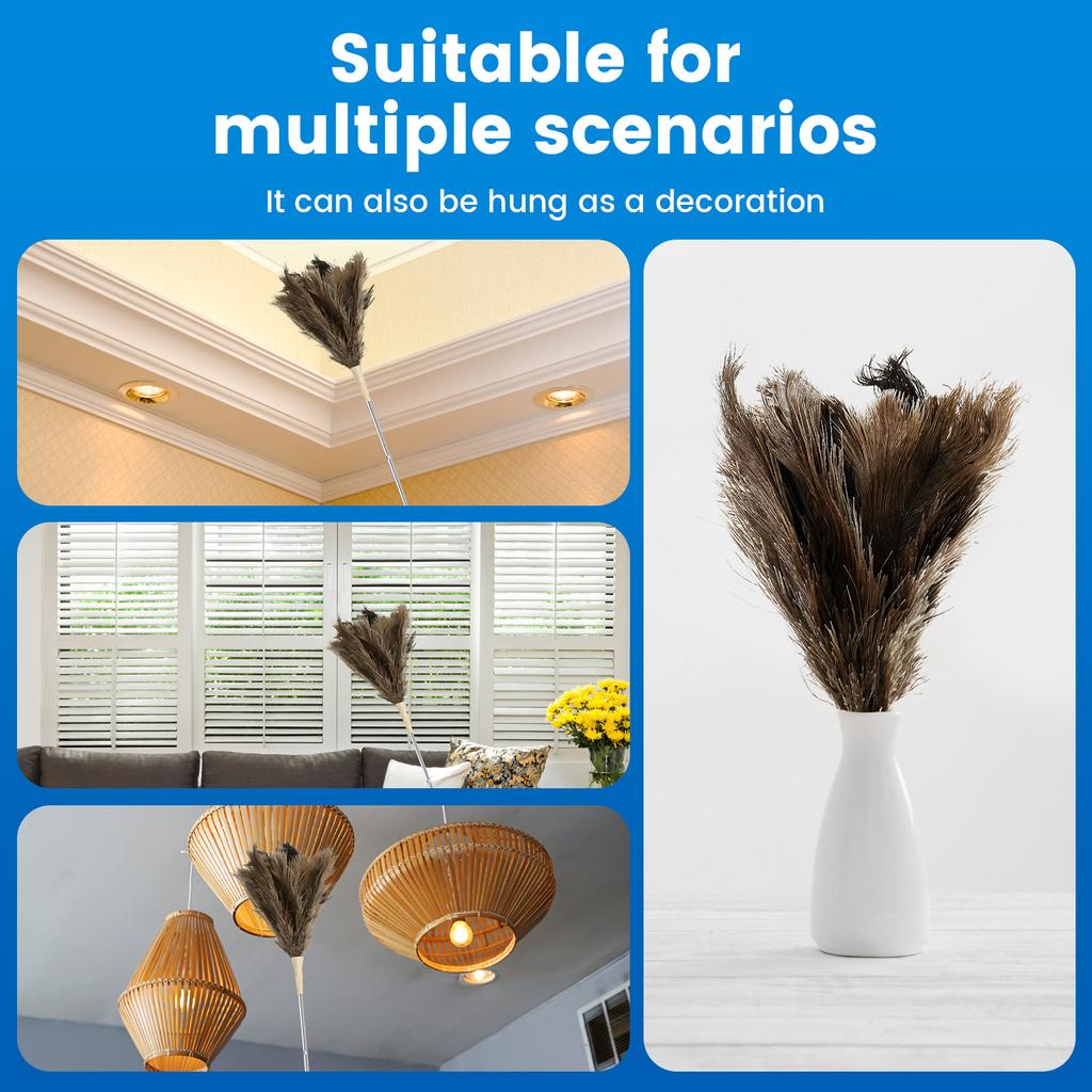 30-130CM Adjustable Ostrich Feather Duster Efficient Duster Furniture Cleaning Tool with Retractable Handle for Painting Craft