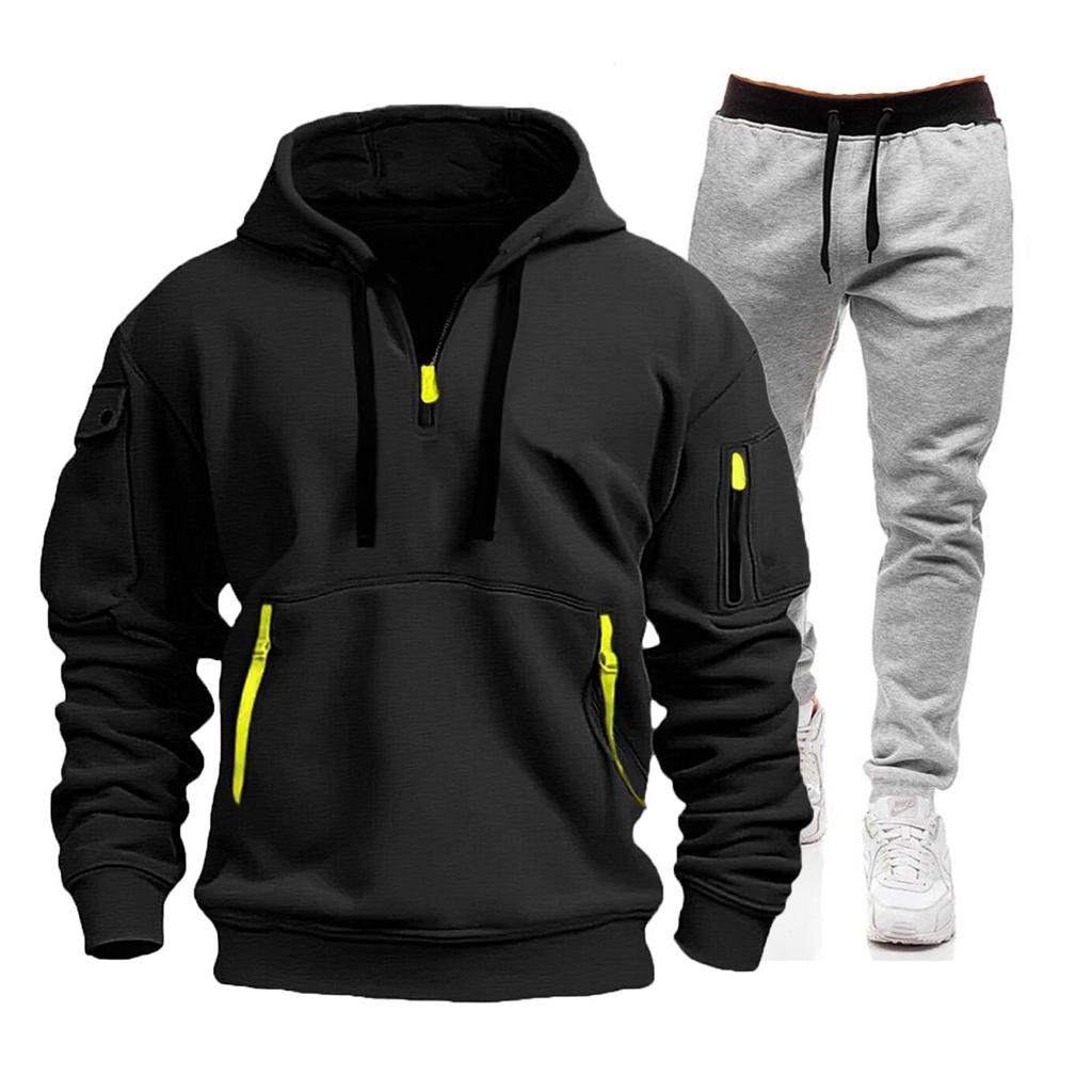 Men's 2024 Spring & Autumn Sports Zip Hoodie Sweatshirt & Sweatpants Set