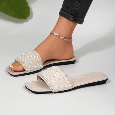 [Außenhandel] Glitzernde Hausschuhe Damen tragen Mode Internet-Berühmtheiten weiche flache bequeme Zehensandalen