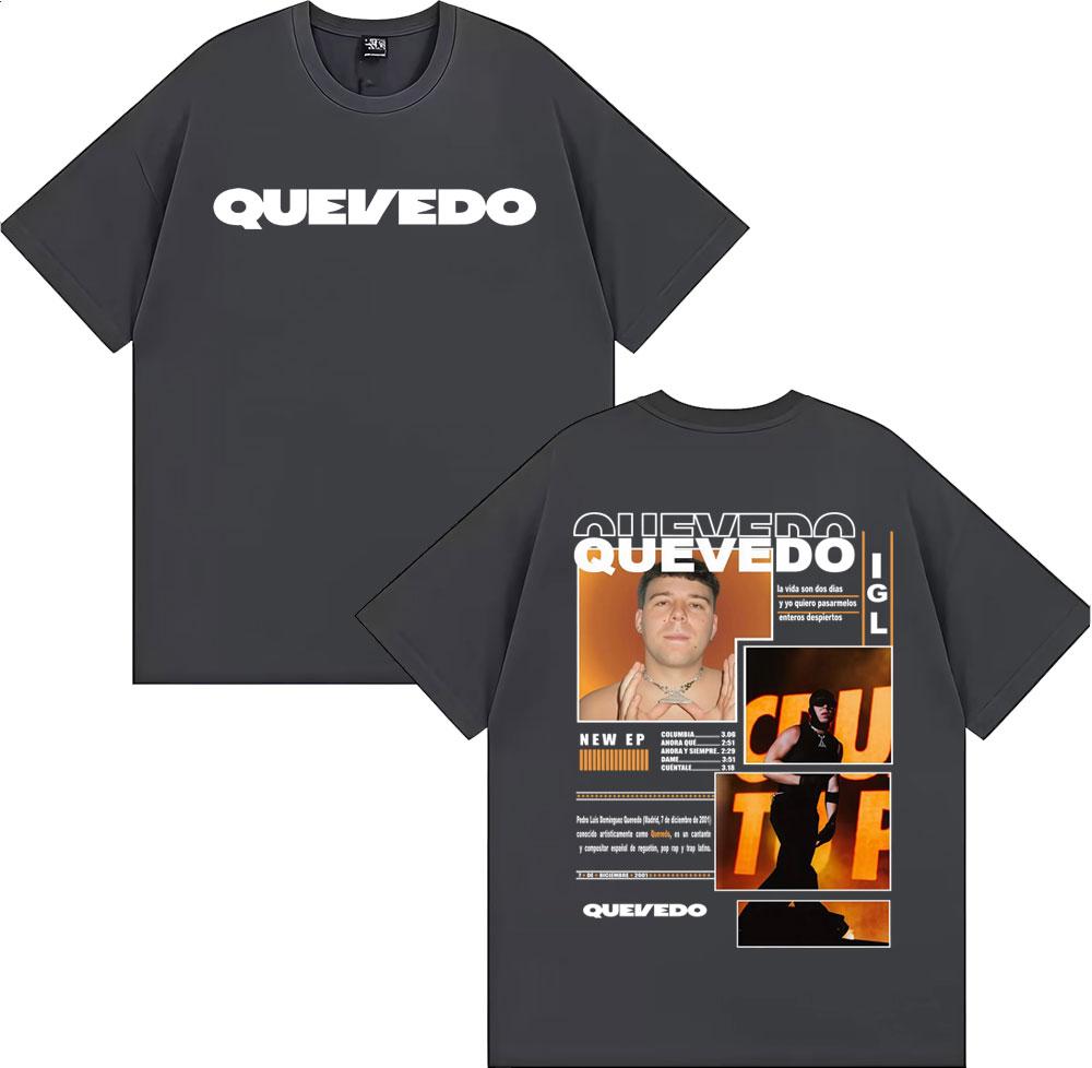 Rapper Quevedo Buenas Noches IGL 2026 Tour T-shirts Men Women Fashion Hip Hop Punk T-shirt O-Neck 100% Cotton Oversized T Shirts