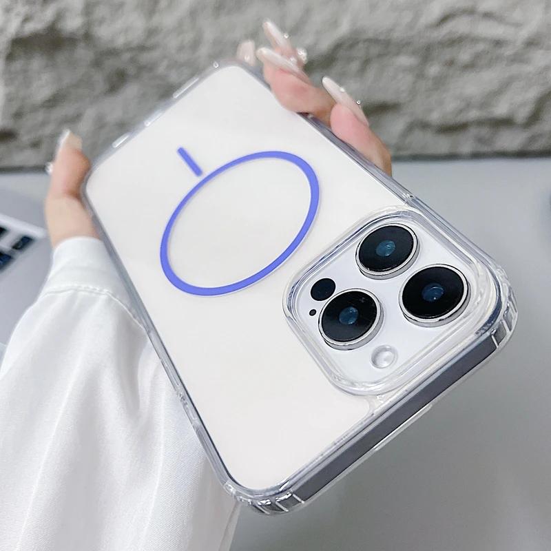 Acrylic Transparent Hard Magsafe Case For iPhone 16E 14 15 16 Plus 12 13 Mini  X XR XS 11 16 Pro Max Magnetic Ultra Thin Cover