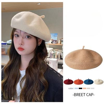 Korean Hat for Women Versatile Woolen Woolen Beret  Autumn and Winter Korean Style Fashionable Painter Hat Warm Style