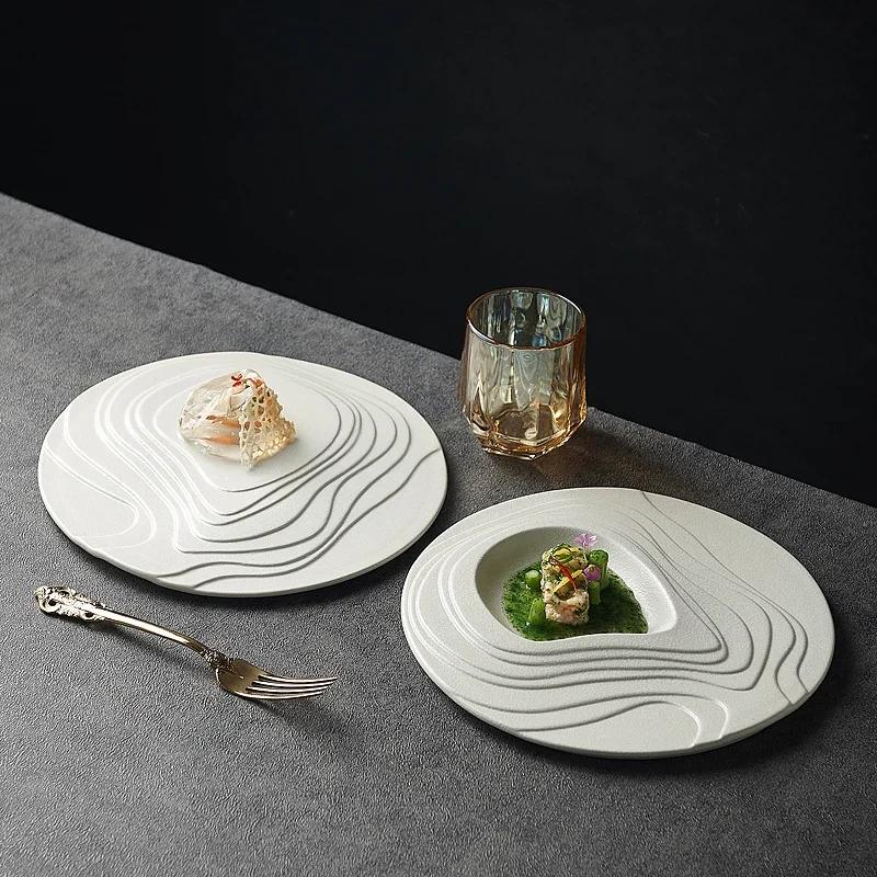 Piatto Creativo in Ceramica per Cibo Occidentale Piatto Piatto per Dessert da Hotel Concetto Artistico Piatto di Alta Qualità per Bistecca Stoviglie da Cucina