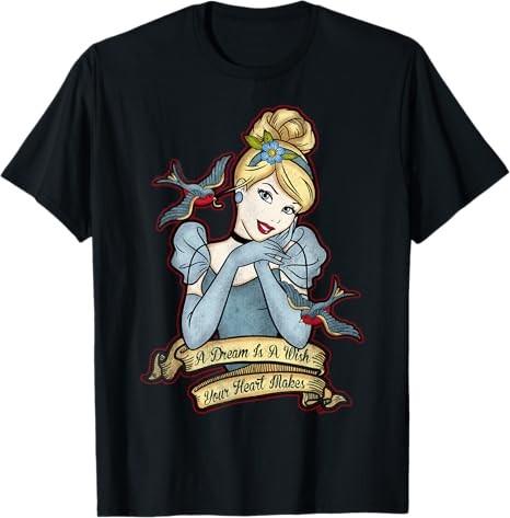 Cinderella A Dream Is A Wish Your Heart Makes Black TShirt S
