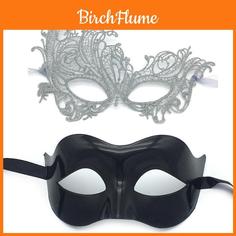 Halloween Half Face Lace Mask With Hollow Design For Couples Party Gift