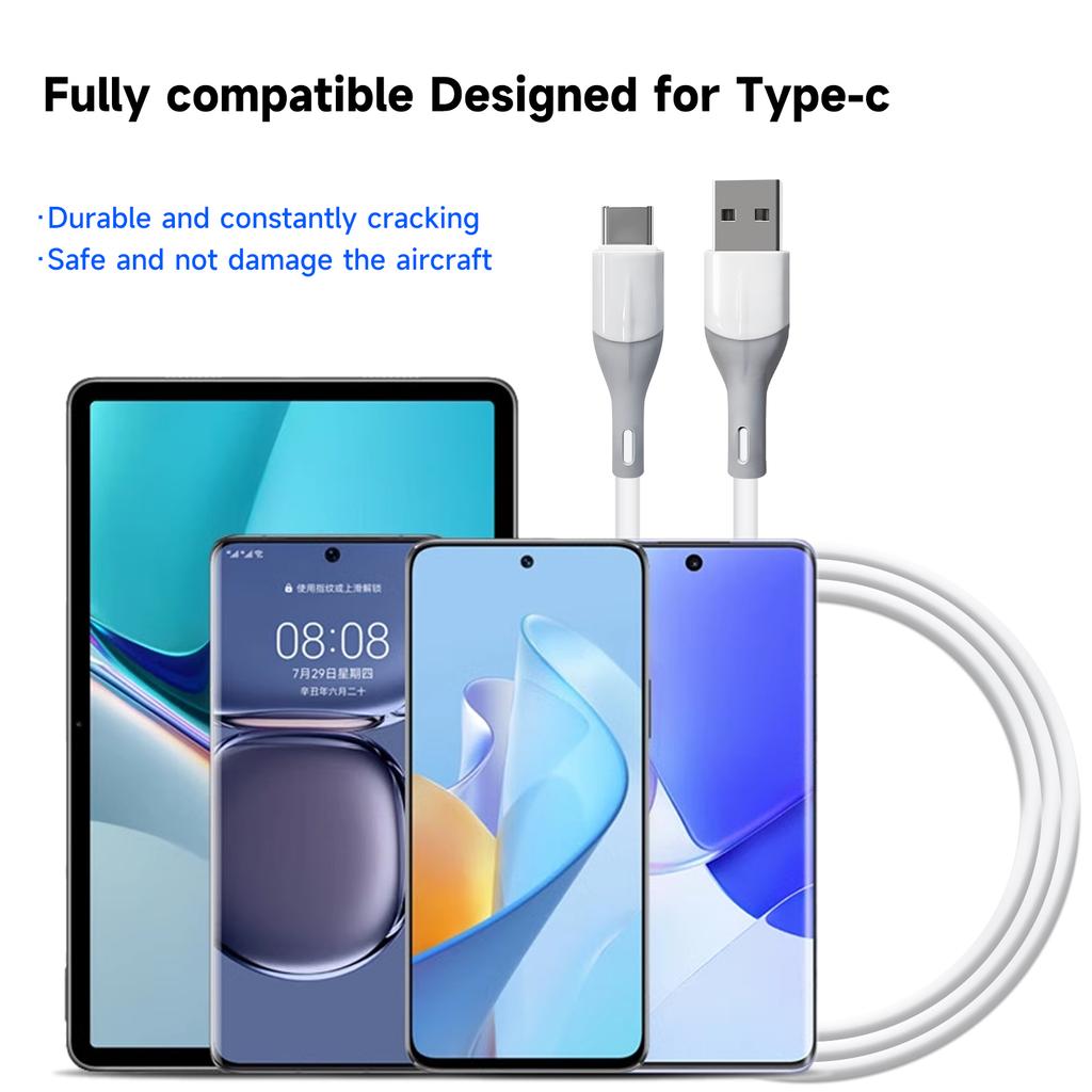USB Type C fast charging Data Unbreakable Silicone Phone Line Compatible with Various models Smartphones Charging Cable