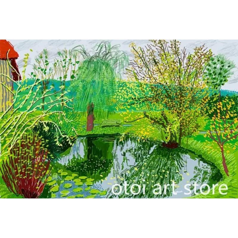 

Abstract David Hockney Artworks Flower Leaves Landscape Canvas Posters Wall Print Pictures for Room Home Decor 21X30CMNo Framed