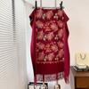 Winter Warm Cashmere Scarf for Women Floral Embroidery Pashmina Blanket Thick Shawl Wrap Neckerchief Elegant Poncho Bufanda