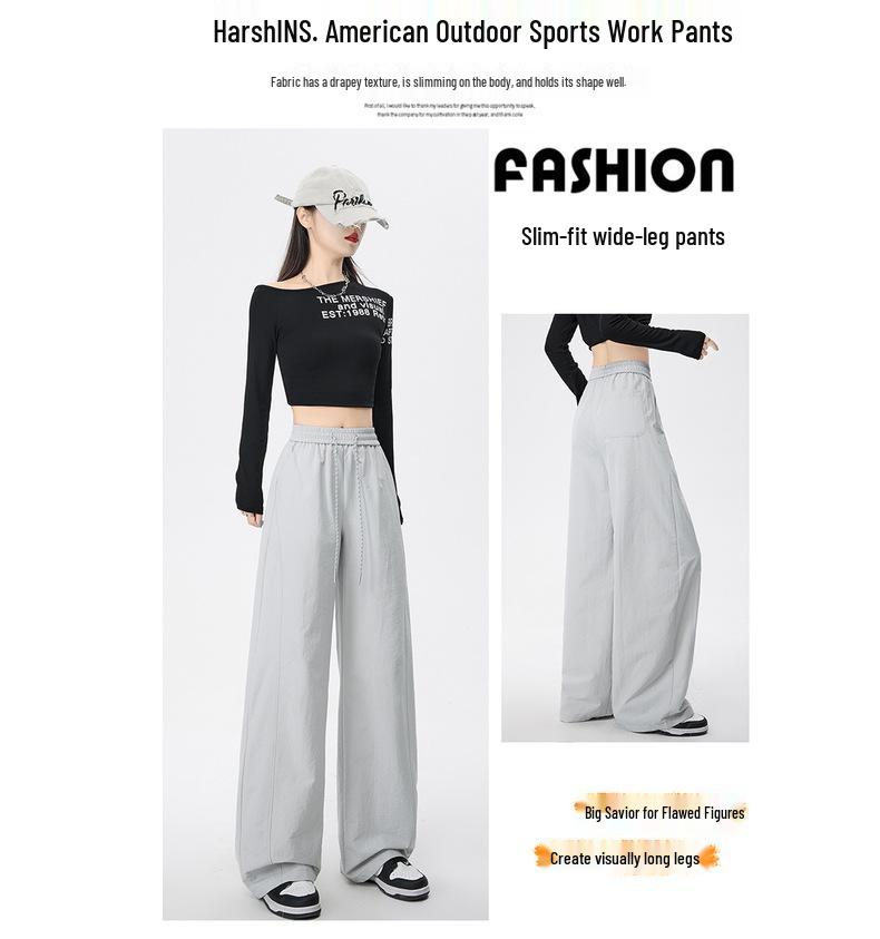 Women's Wide-Leg Quick-Dry Workwear Pants - Spring/Summer 2026, Loose-Fit, Sun Protection, Slimming Casual Wear