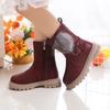 Mädchen Mode Stiefel mit flauschigem Haarball Niedlich Warm Herbst Winter Kinder Gummistiefel Süße Prinzessin Seitenreißverschluss Rutschfest Weich