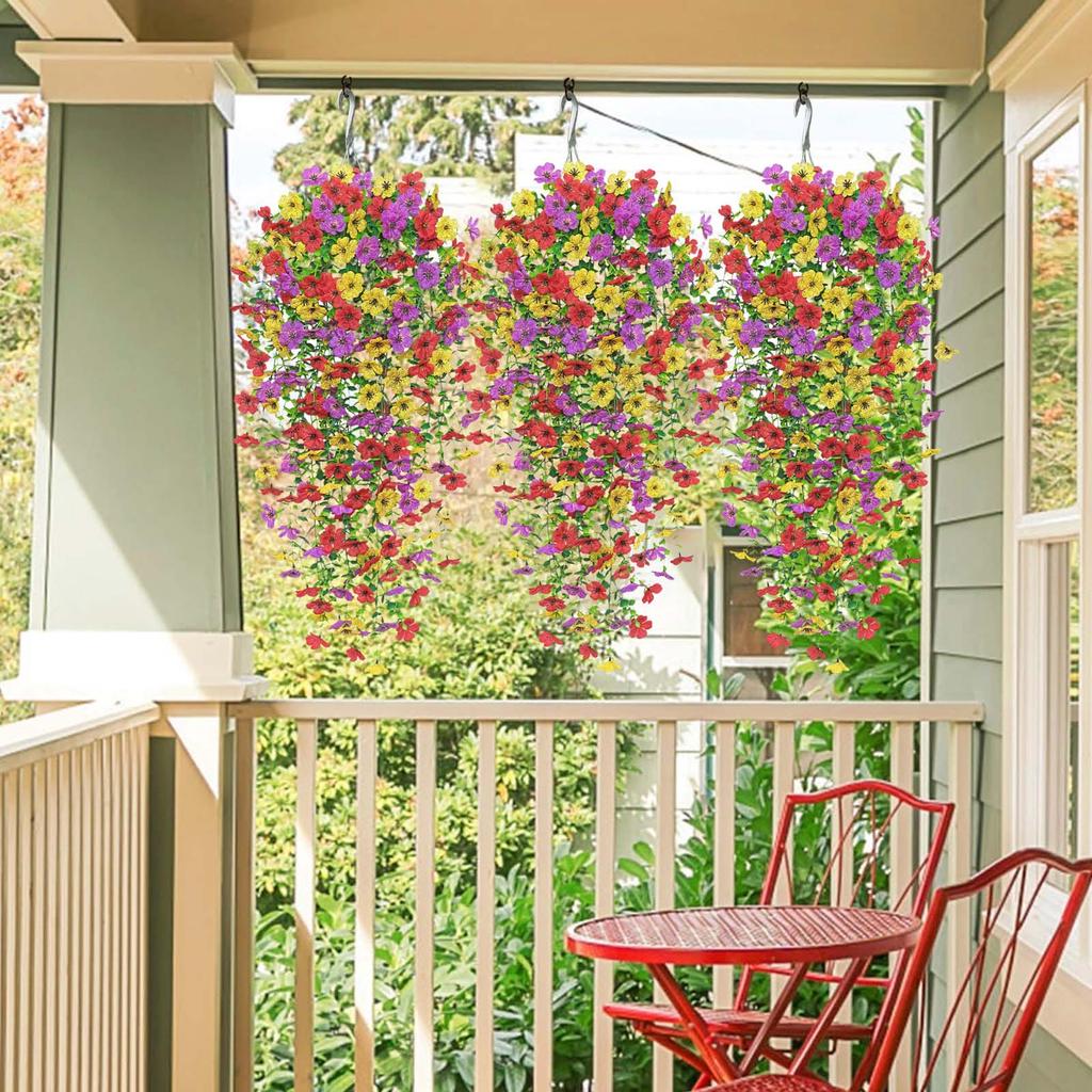 Garden Decoration Accessories Artificial Hanging Flower Faux Silk Orchid Colorful Flowers Outside Garden Porch Decorative