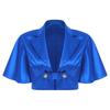 Women Satin Jacket Top Lapel Collar Flutter Sleeve Front Button Blouse Victorian Style for Casual Daily Party Wear