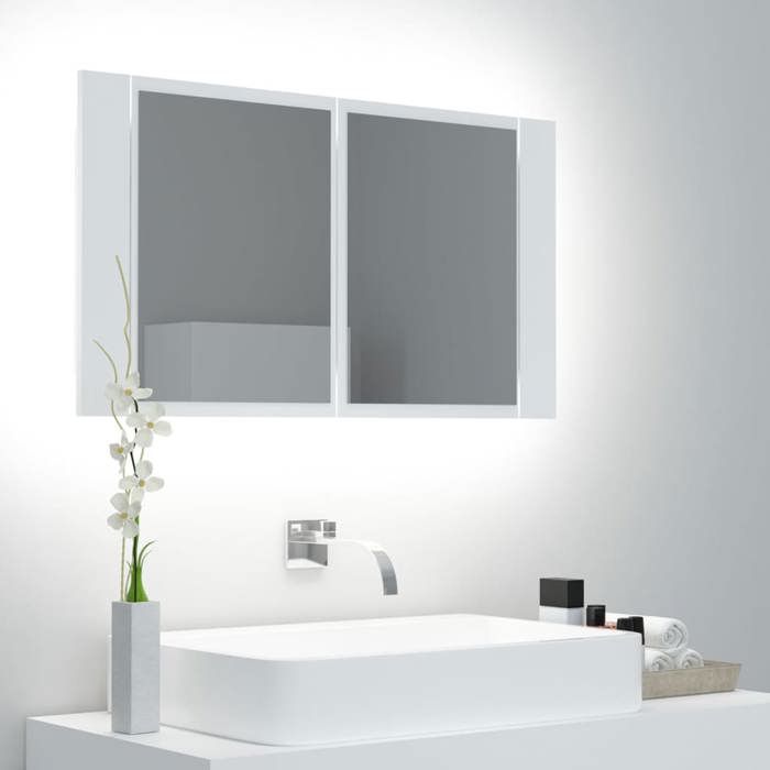 VidaXL Bathroom Cabinet with LED Mirror White 80x12x45 Cm Acrylic 804964