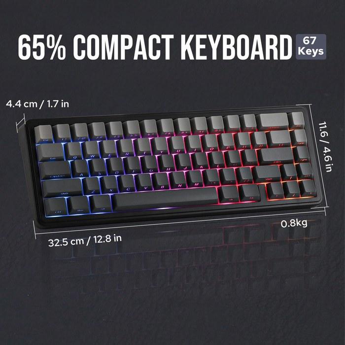 EPOMAKER x AULA F65 65% Wireless Mechanical Keyboard – Hot-Swappable, Gasket Mount, RGB Backlight, Bluetooth/2.4GHz/USB-C, Pre-Lubed Linear