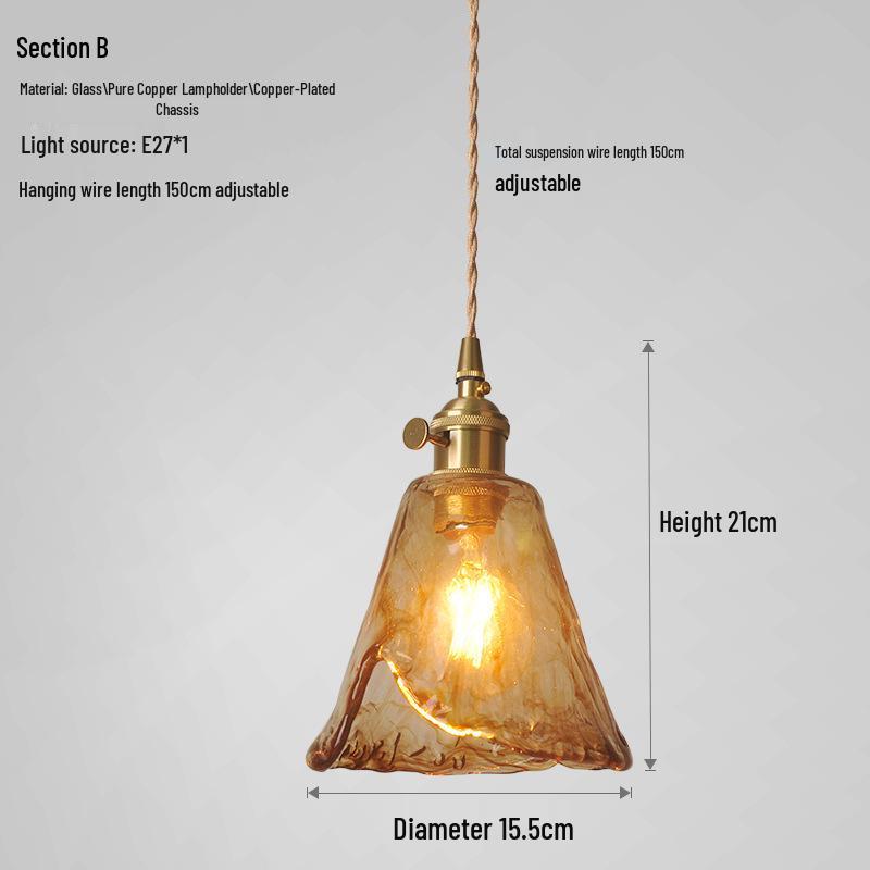 Nordic Retro Brass Glass Pendant Light - Ideal for Bar, Restaurant, Bedside, or Cafe.