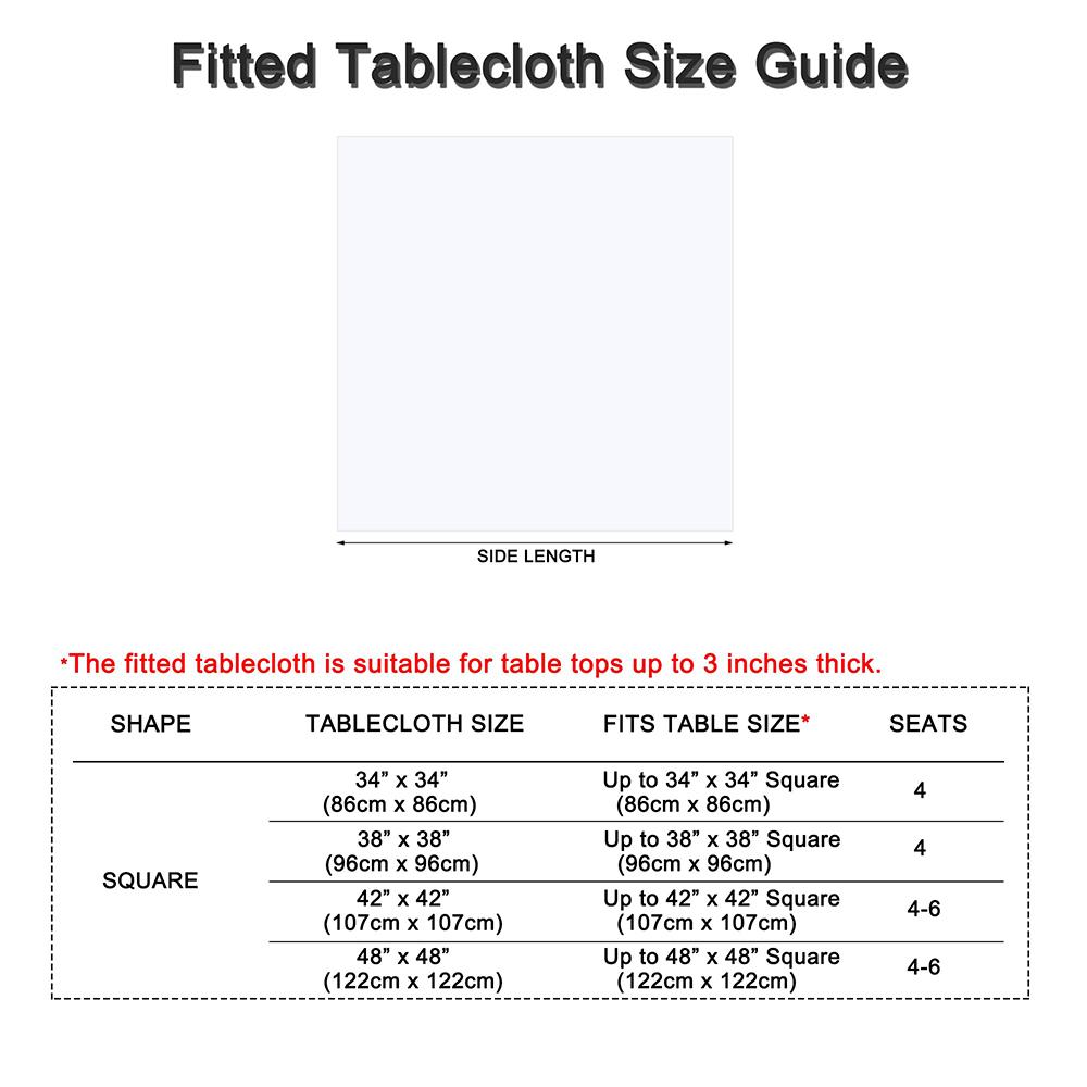 Square Fitted Table Cover Elastic Tablecloth Stretch Spandex Tables Top Cover Table Topper Cap for Dining Kitchen Home Party