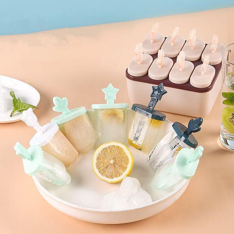 Popsicle Mould Tray 8 Cell Ice Cream Maker Multi Cell Reusable DIY Freezer Kitchen Tool For Kids Summer Party Treats