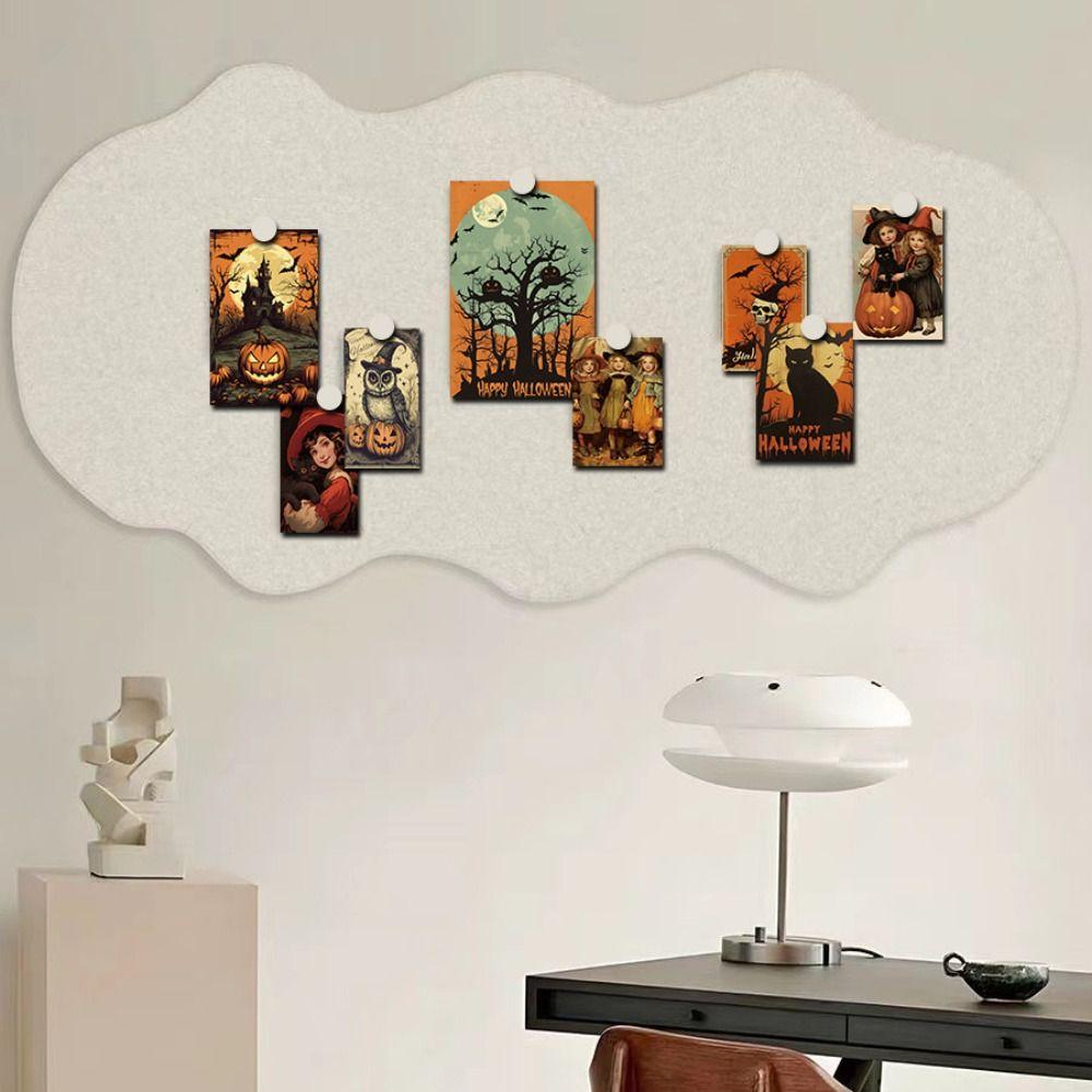 10pcs/set Castle Broom Black Cat Wall Stickers Halloween Greeting Cards Party Invitations