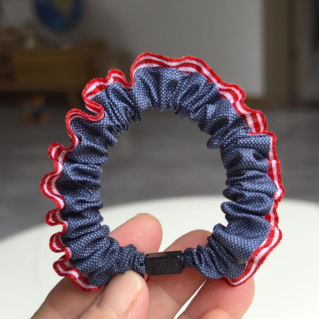 Korean Style Blue Small Flower Denim Hair Tie - Niche Design, Versatile Ponytail Accessory