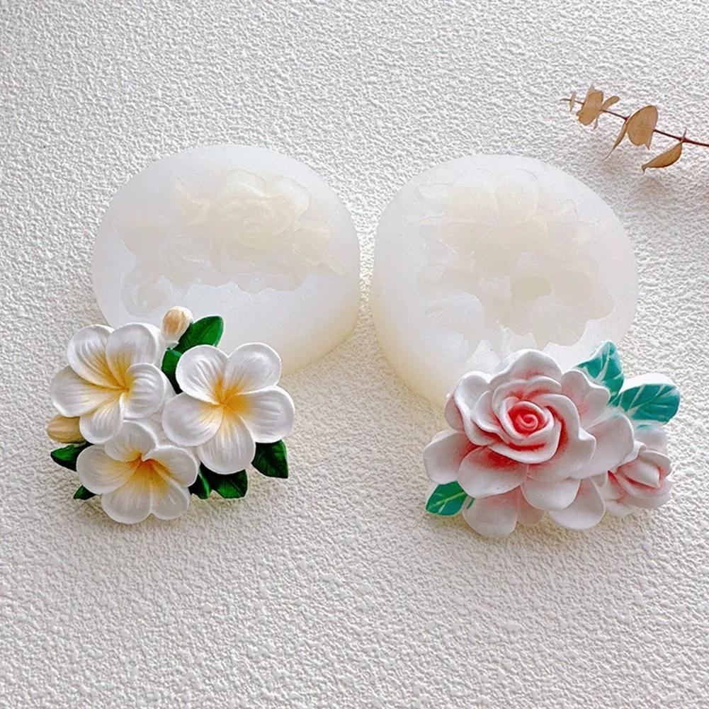 DIY Handmade Soap Gypsum Resin Molds 3D Gardenia Plumeria Flower Silicone Candle Mold Chocolate Cake Baking Tool Wedding Gifts