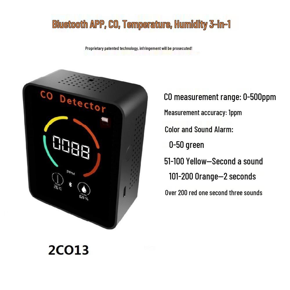 2C013 Carbon Monoxide Detector with Bluetooth App for Home Air Quality