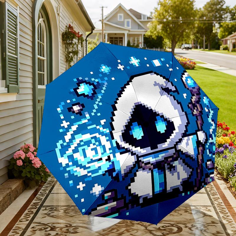 Parapluie Guerrier Pixel Enchanté: Ouverture/Fermeture Automatique, Protection Extérieure, Accessoire de Voyage, Léger et Durable