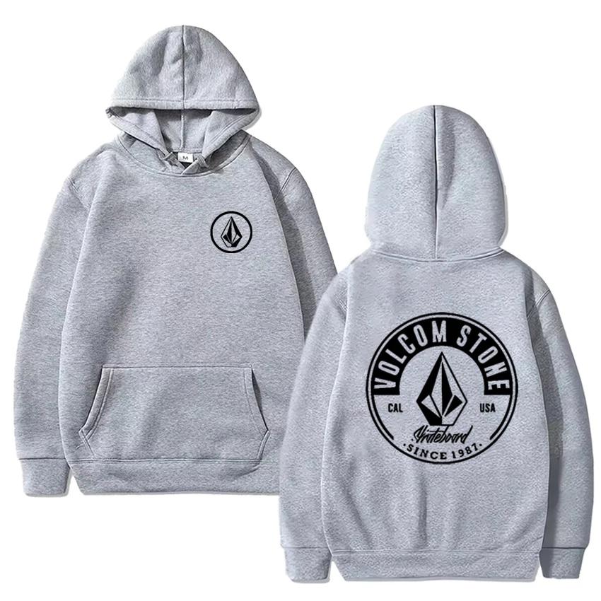 Volcom Men Oversized Long-sleeve Hoodie Hip-hop Fashion Casual Street Outdoor Y2K Fleece Autumn and Winter Sweatshirt Clothing