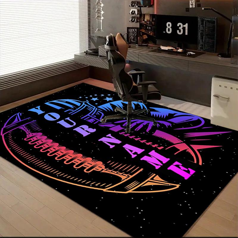 1PC Custom Name Football Player Artwork Theme Floor Mat Ideal for Living Room, Game Rooms, Office, Bedroom Floor Mat Playful Design
