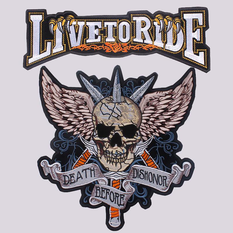 

Патч Череп Мотоцикл Байкер Большой Пришивной Термотрансферная Печать Виниловые Патчи Наклейка для Одежды Куртки DIY Аппликации Моющиеся Патчи