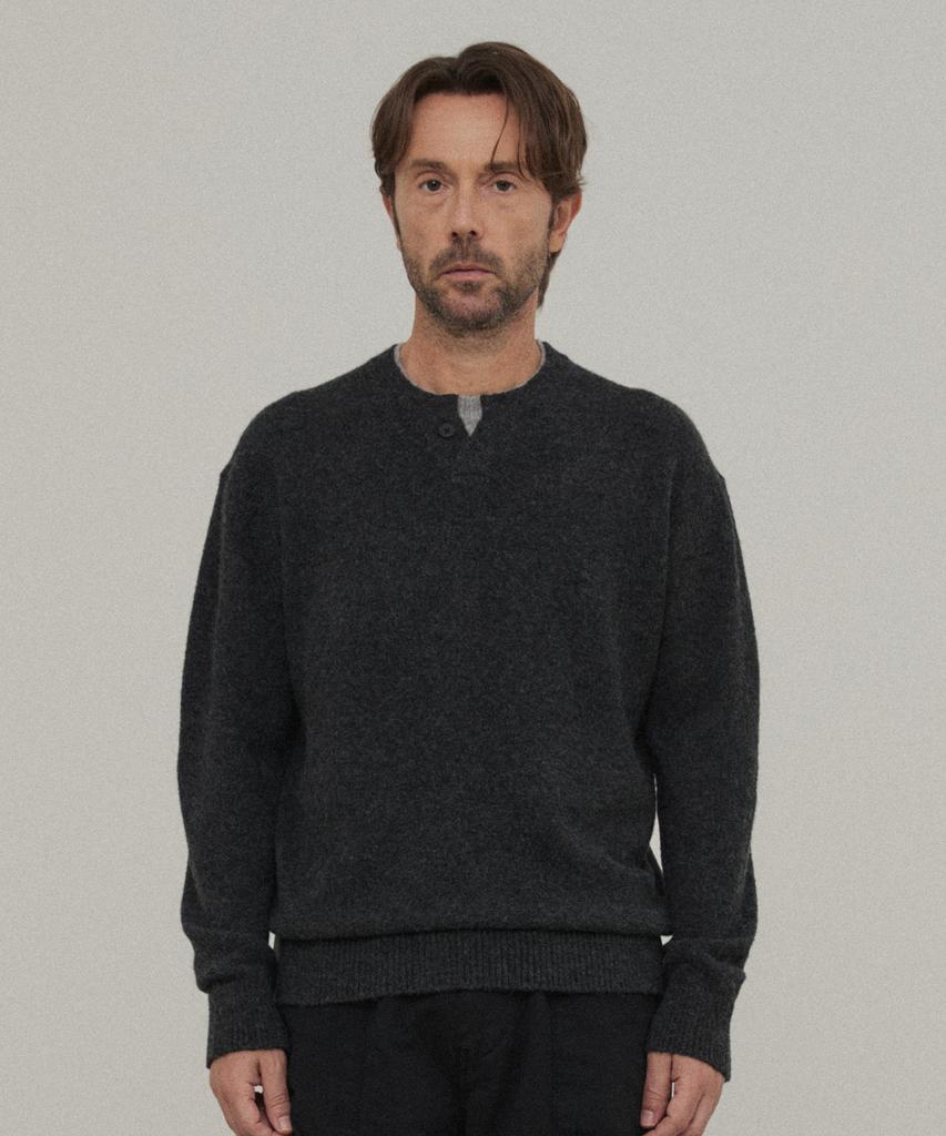 WMC Layered Henley Neck Knit_Grey