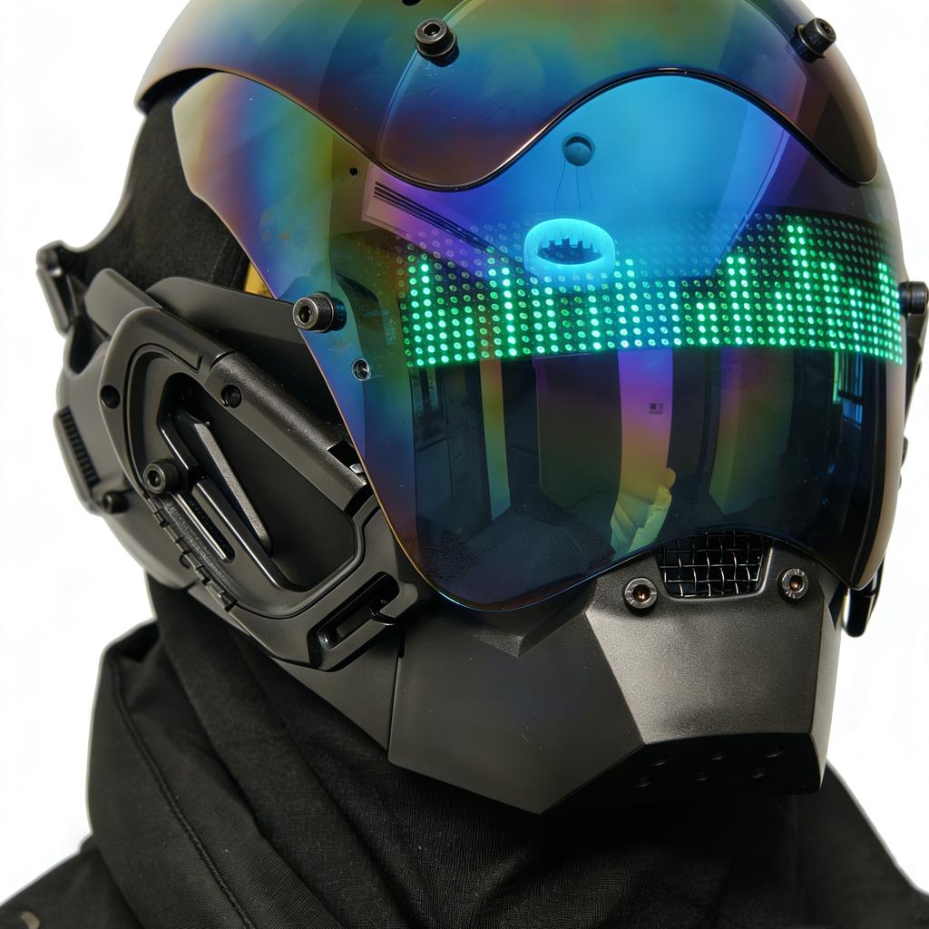Cască cyberpunk pentru jocuri de rol, mască cool, cu ecran LED pentru text și imagini editabile, mască de războinic ninja, cadou de Crăciun și ziua de naștere