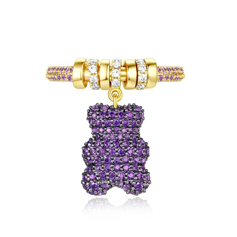 APM Monaco [Romantic Confession] YUMMY Series Little Bear Shape Niche Sweet Light Luxury Jewelry Ring Women’s Purple Y21444XOV