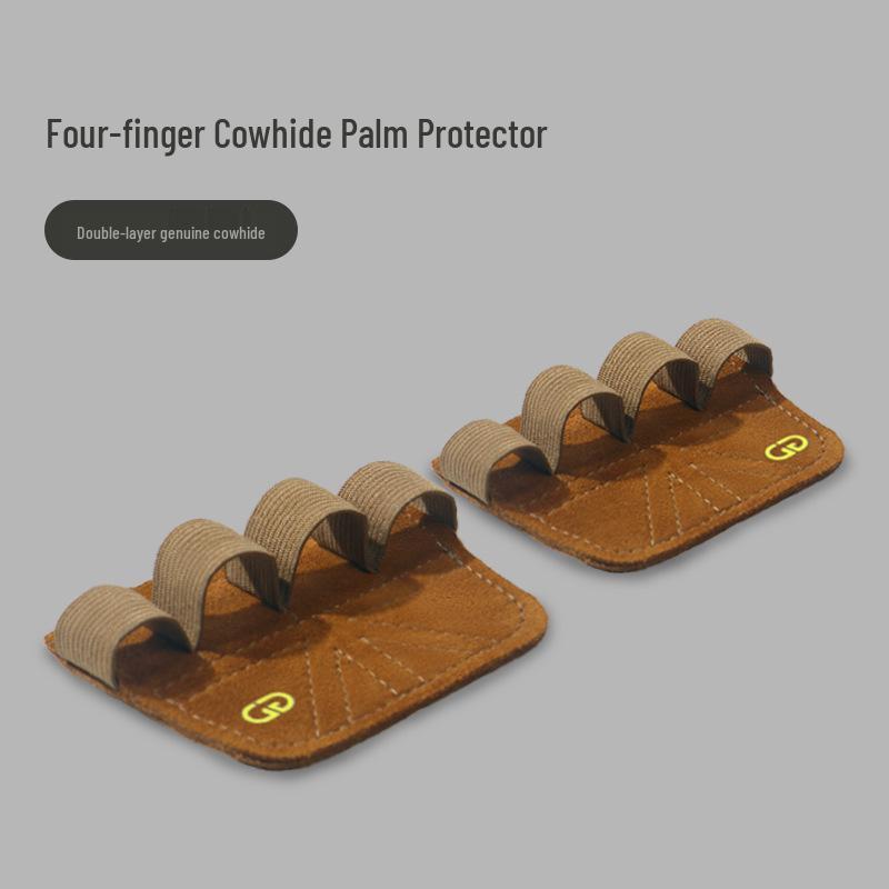 GOUNOD Čtyřprstý chránič dlaně z hovězí kůže: Protiskluzová podpora zápěstí odolná proti opotřebení a asistenční popruh pro mrtvý tah pro dospělé