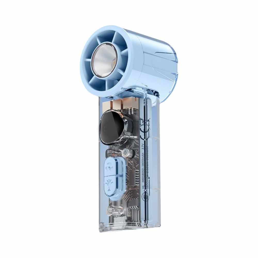 Transparent Body Handheld Fan 100 Gears Neck Hanging Small Fan Mini Pocket Turbo Fan  Desktop синий