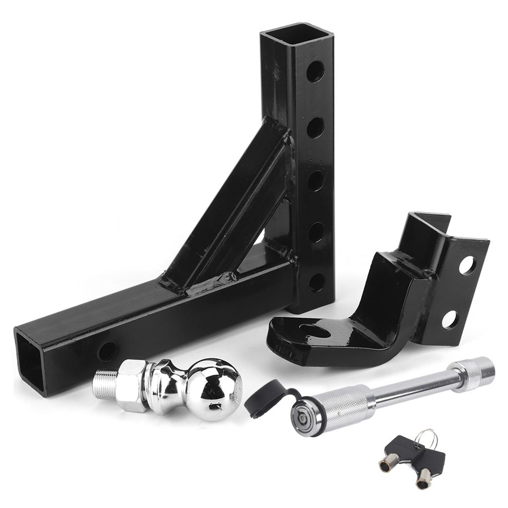 10in Adjustable Steel Trailer Arm 6 Holes Hitch 2in Ball 6000LBS Accessory for Truck SUV