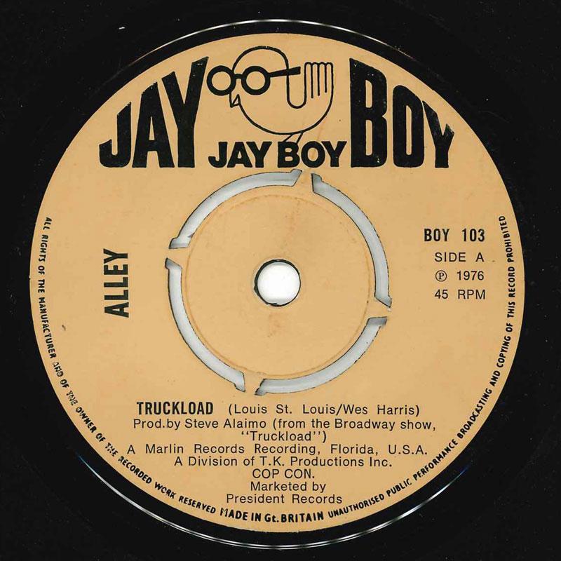 

7inch Record ALLEY - Truckload BOY103 Jay Boy 1976 UK Soul/Funk Used