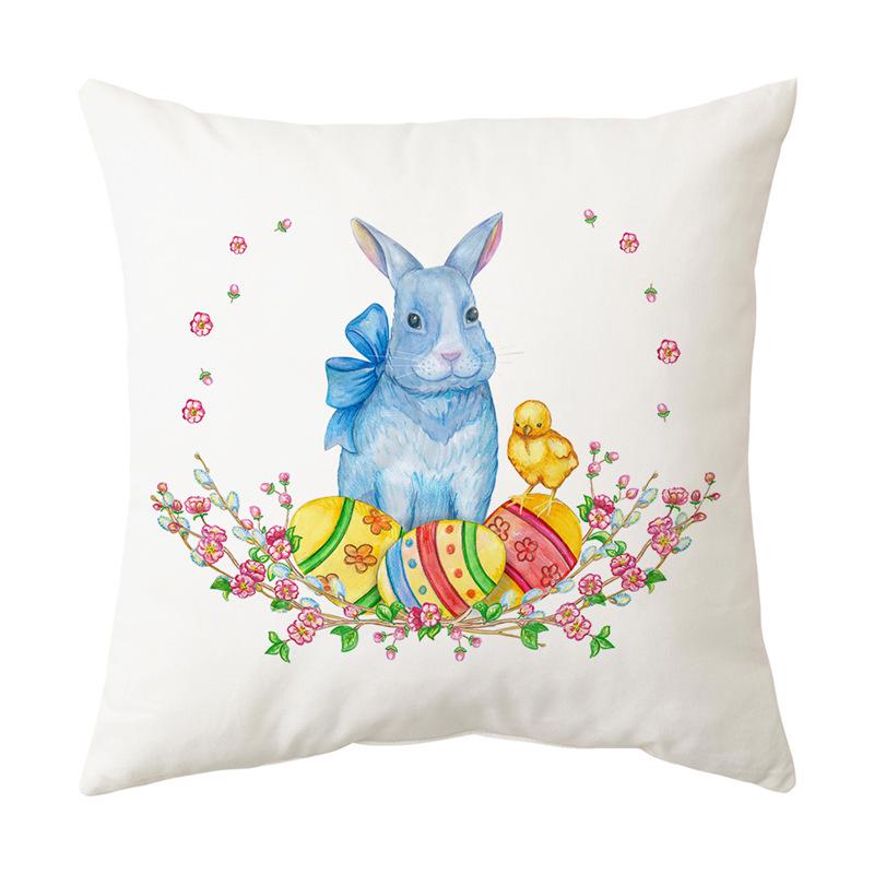 Easter Bunny Cartoon Cushion - Hand-painted Creative Sofa Back Pillow