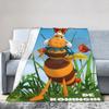 Super Soft Maya The Bee With Flowers Cartoon Throw Blanket Premium Flannel Fleece Lightweight  Bed Blanket Fuzzy Plush Blankets