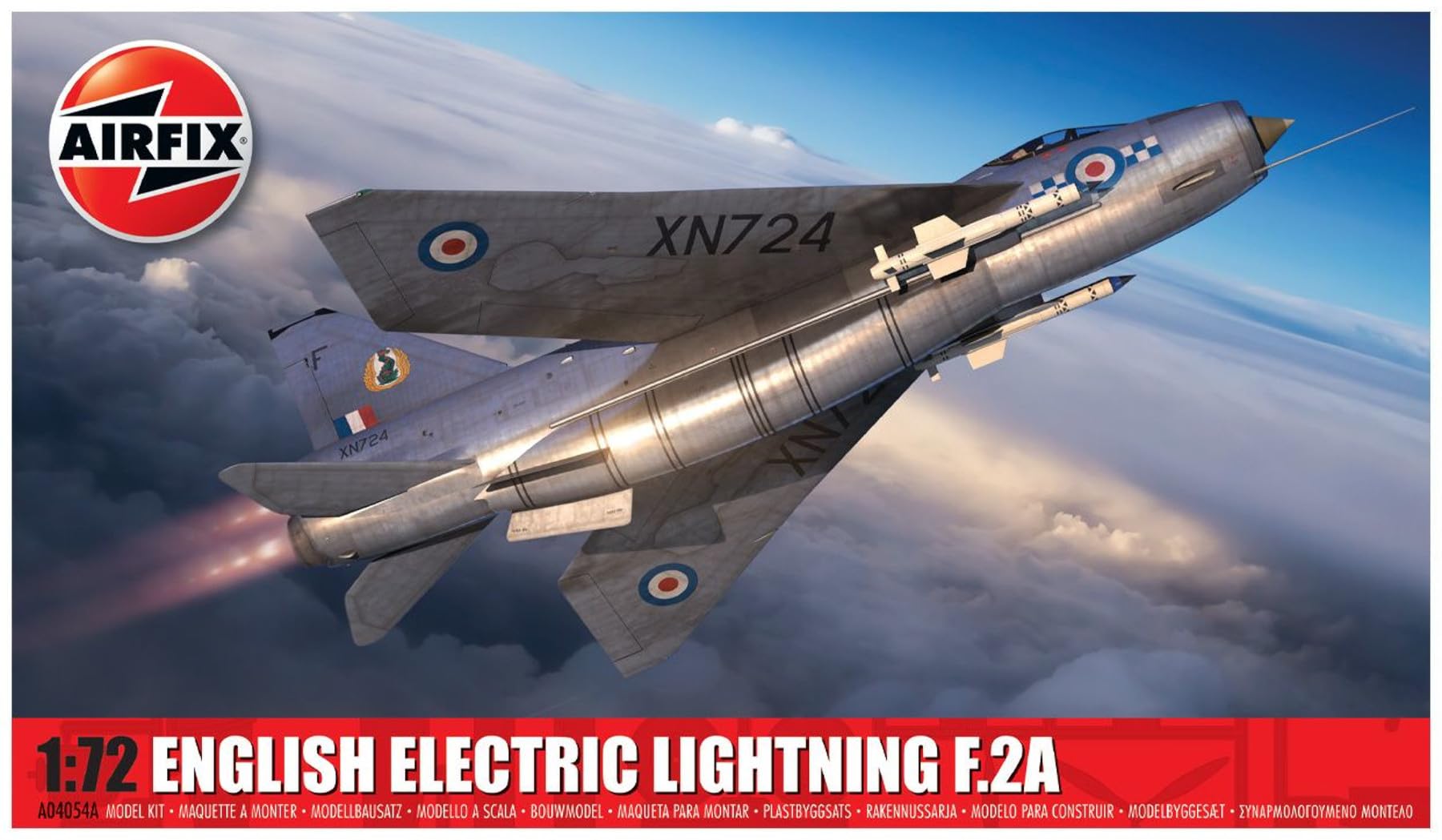 

Airfix Scale Royal Air Force English Electric Lightning F2A Plastic Model Kit 1/72 X-4054A (Molded Color)