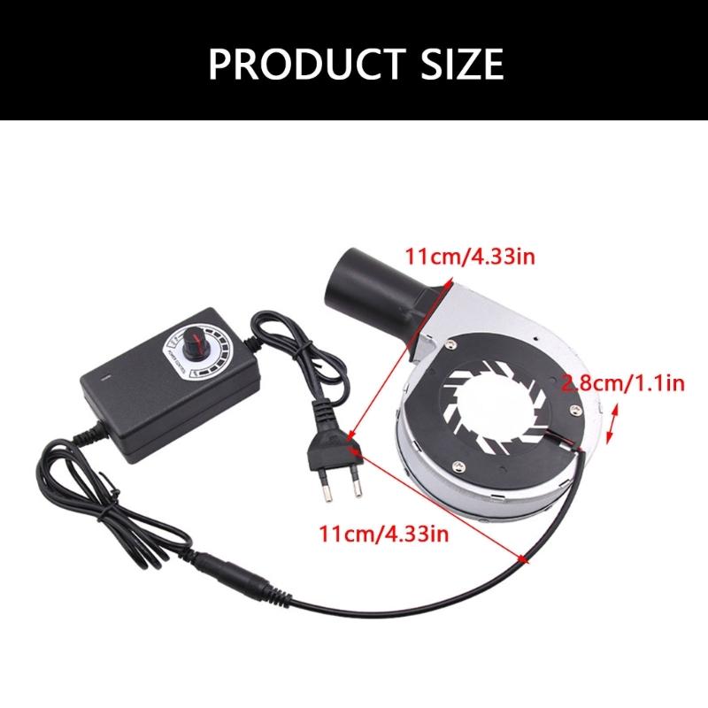 Ventilator suflantă de aer 12V 2A cu instrument de control al vitezei reglabile pentru grătare BBQ și sobă pe lemne suportă intrare 100V-240V