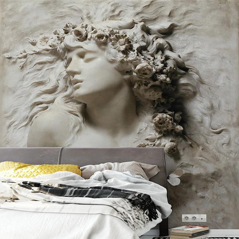 Mural 3D Relieve Estéreo Fondo de Belleza Papel Pintado de Mural para Pared Sala de Estar Galería Arte Papel de Pared