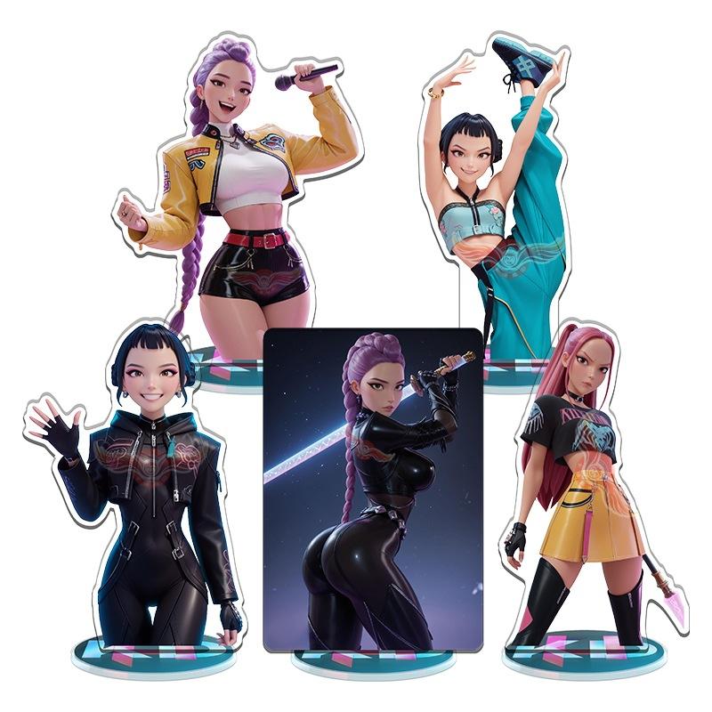 Kawaii K-Pop Demon Hunters Anime Zoe Rumi Mira Saja Boys Superstar Acrylic Surroundings Standing Sign 15Cm Desktop Ornaments