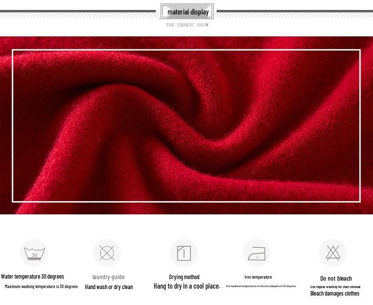 Benmingnian Red Wool Sweater for Middle-Aged Women - Plus Size Autumn/Winter Fashion Pullover